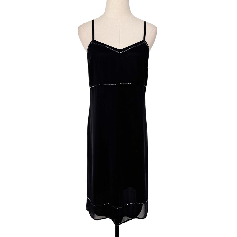 Vintage 90's Express Beaded Slip Dress Black Fairy Whimsigoth Babydoll Size 8